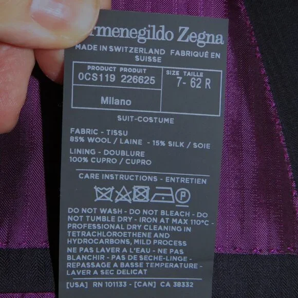 Ermenegildo Zegna Su Misura Esclusively Trofeo 600 Double Breasted Suit 52R